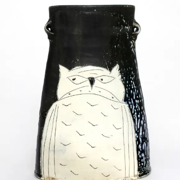 Horned Owl Oval Vase by Matthew Krousey