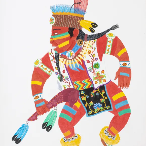 Ojibwe Mitigwaki Niimid (Ojibwe Woodland Dancers) by Robert DesJarlait