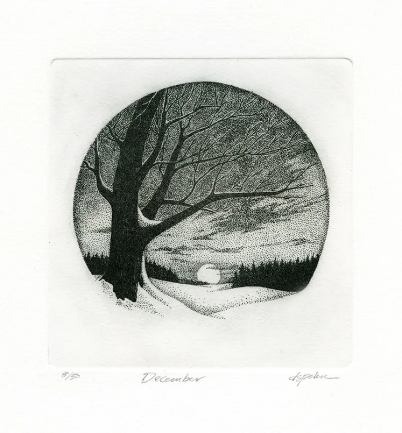 December, solar plate etching