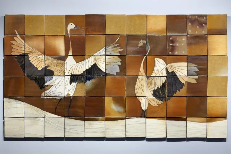 Sandhill Cranes on Winter Prairie Mural by Matthew Krousey