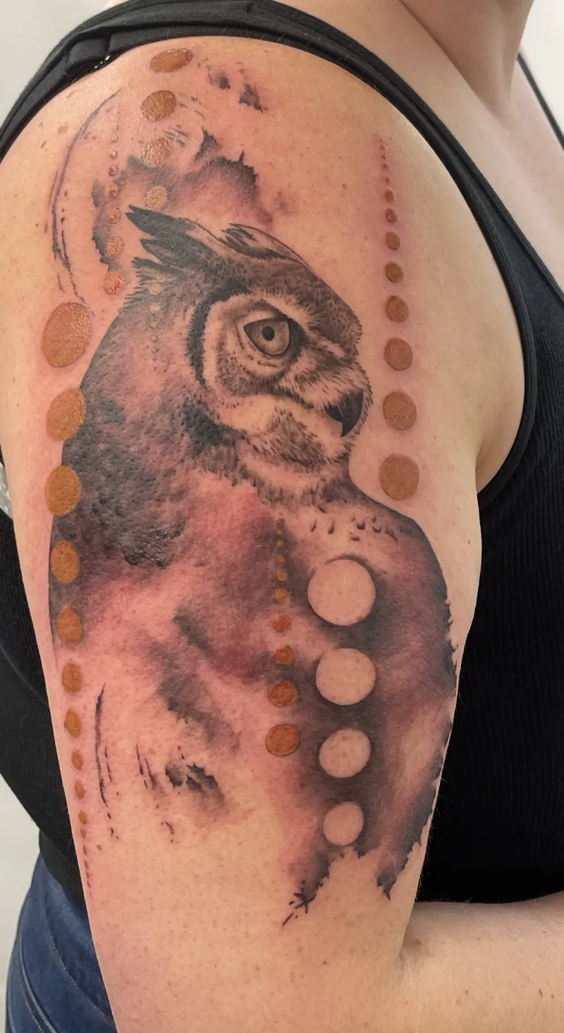 Great Horned Owl (tattoo) by Terri Huro