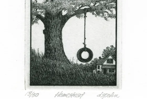 Homestead, solar plate etching