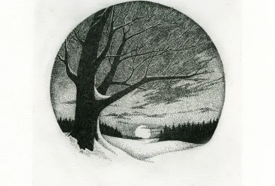 December, solar plate etching