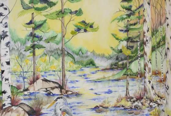 Fall Lake, a watercolor by Beth Anne Palmer of Cambridge, MN