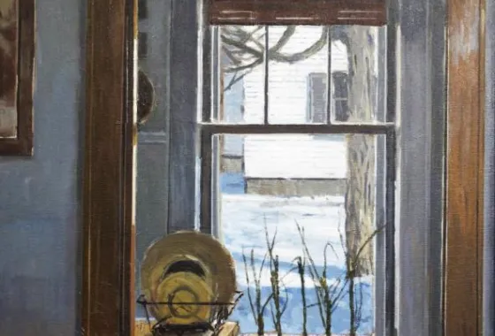 Kitchen Window in Winter, oil on canvas by Fred Anderson of Cambridge, MN