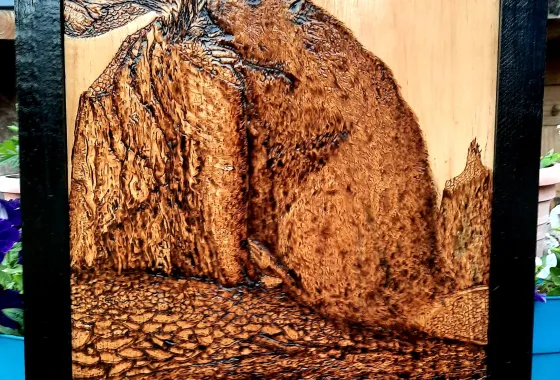 Hidden Within by Cynthia  Rue - Wood Burning on wood - Award of Merit