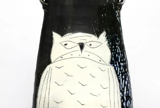 Horned Owl Oval Vase by Matthew Krousey