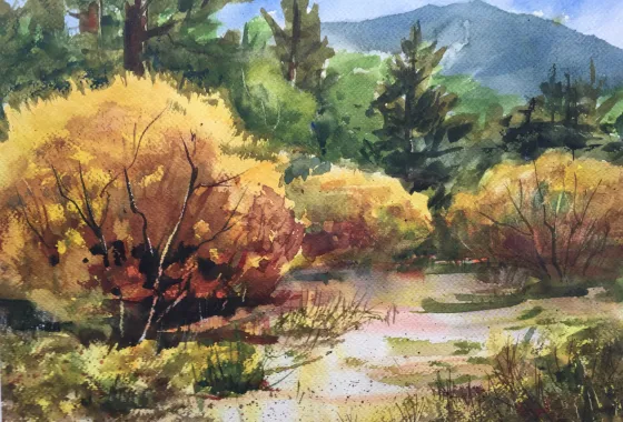 Pine Creek Willows by Christina Thurston - Excellence Award, Painting Transparent