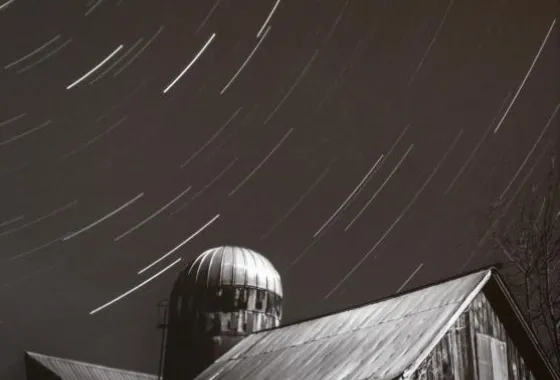 Star Trails Over the Barn, photography by Ryan Kroschel of Mora, MN