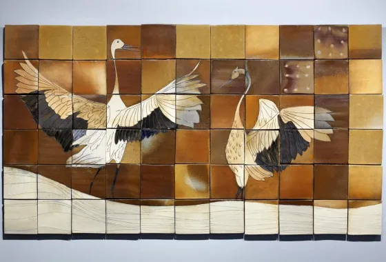 Sandhill Cranes on Winter Prairie Mural by Matthew Krousey