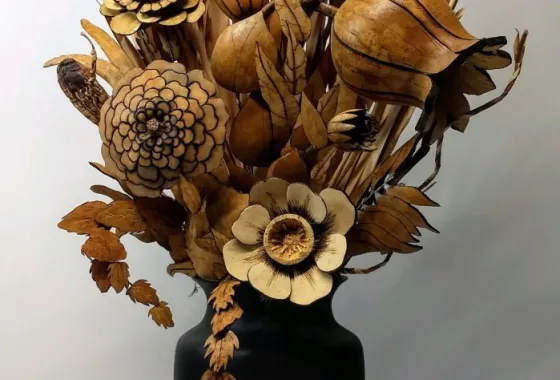 Summer Bouquet by Anita Gislason - Pyrography and gourds - Award of Merit