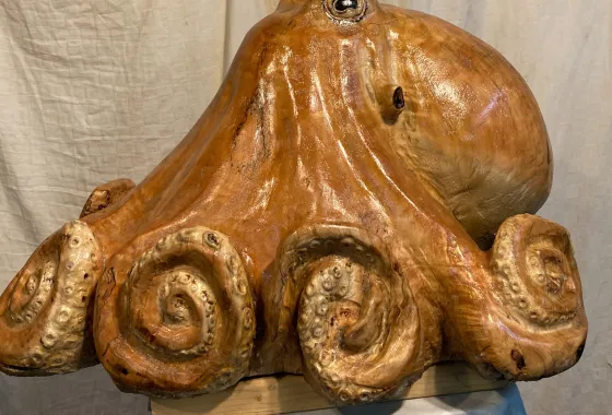 Thadeus Christiansen Octopus wood carving - Artistic Excellence Award