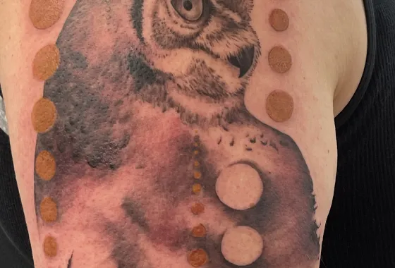 Great Horned Owl (tattoo) by Terri Huro